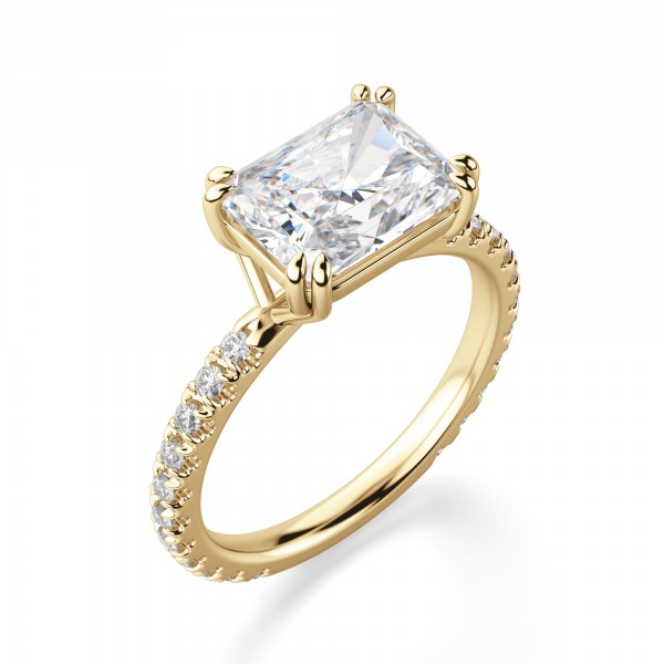 East-West Accented Radiant Cut Engagement Ring